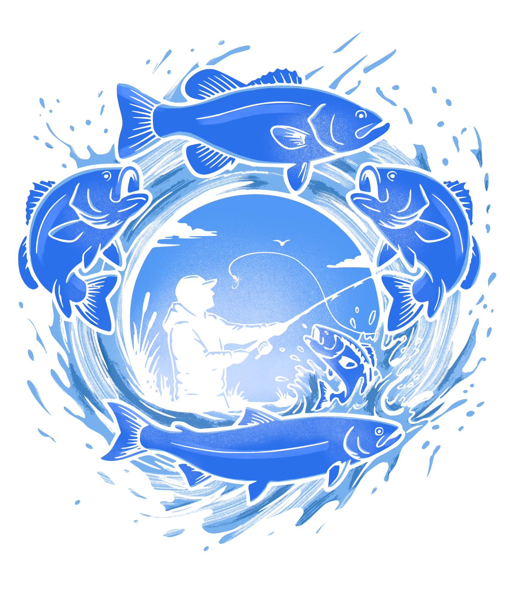 Fishing original apparel illustration