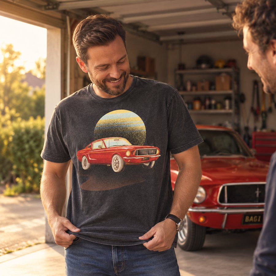 Sunset Mustang t-shirt print