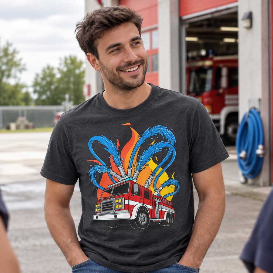 Fire and Hose t-shirt print