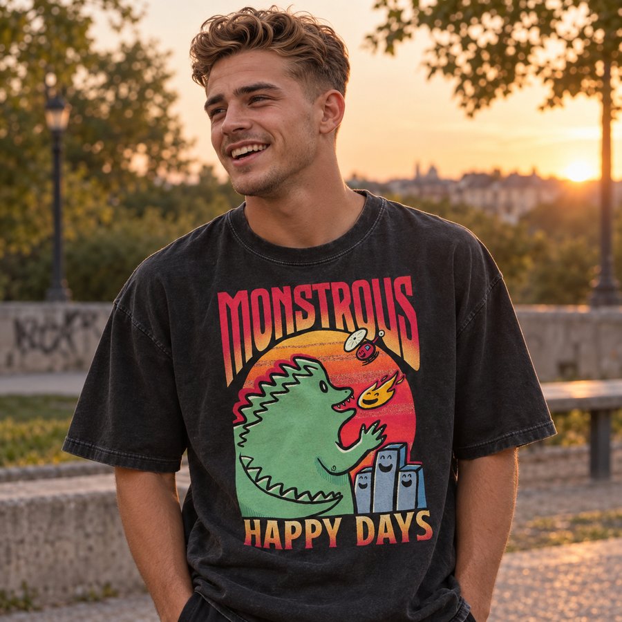 Monstrous Happy Days t-shirt print