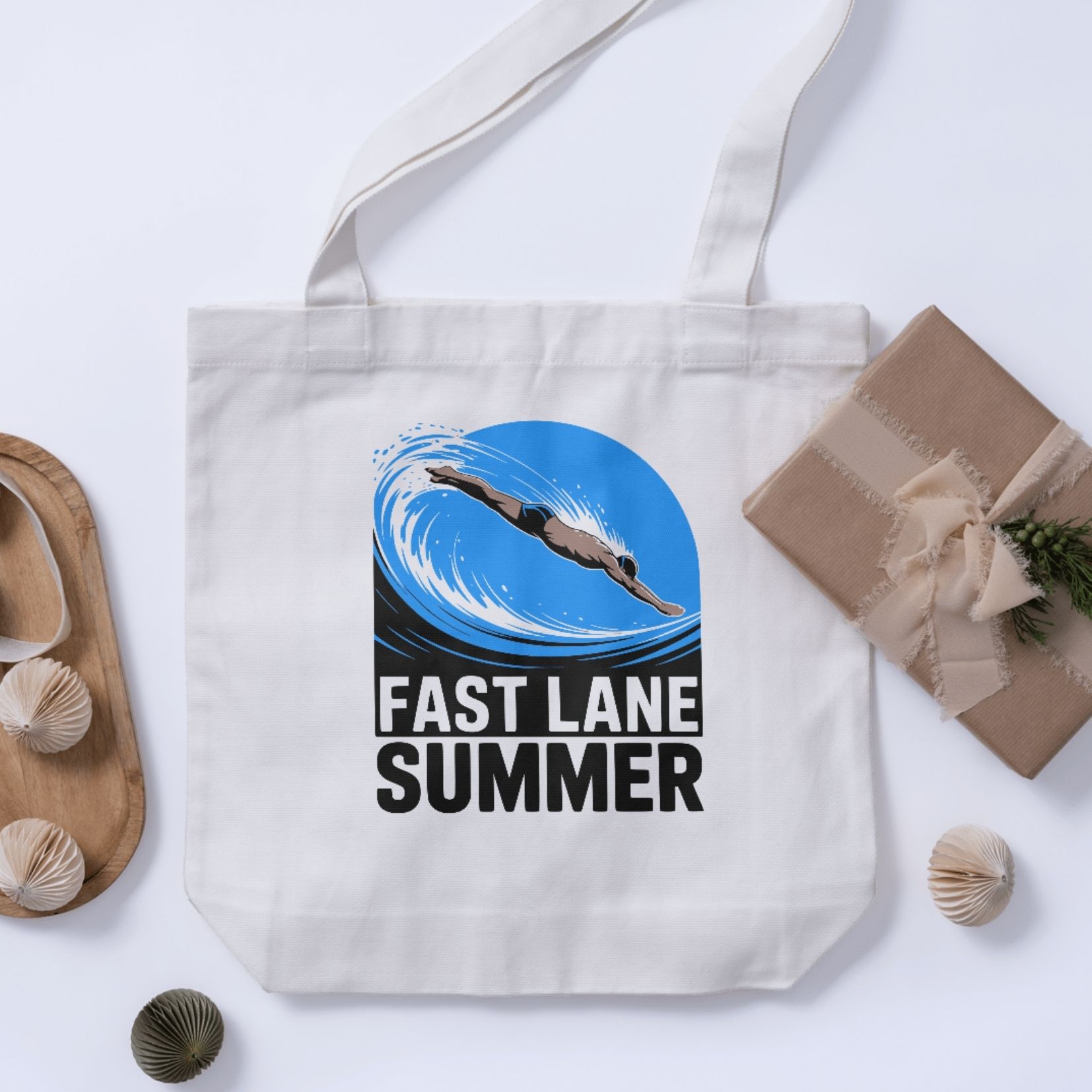 Fast Lane Summer tote bag mockup